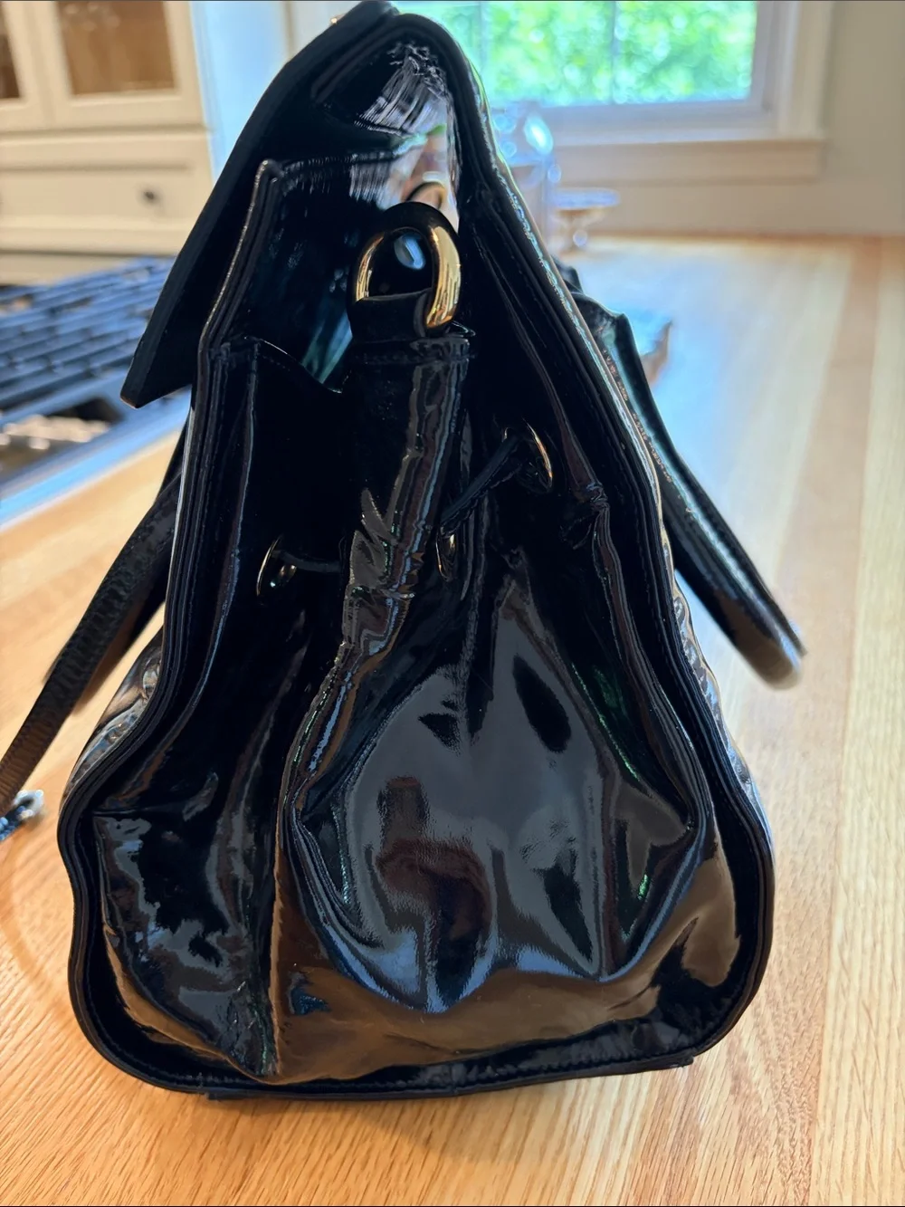 Jimmy Choo Patent Leather Satchel Handbag in Deep Navy